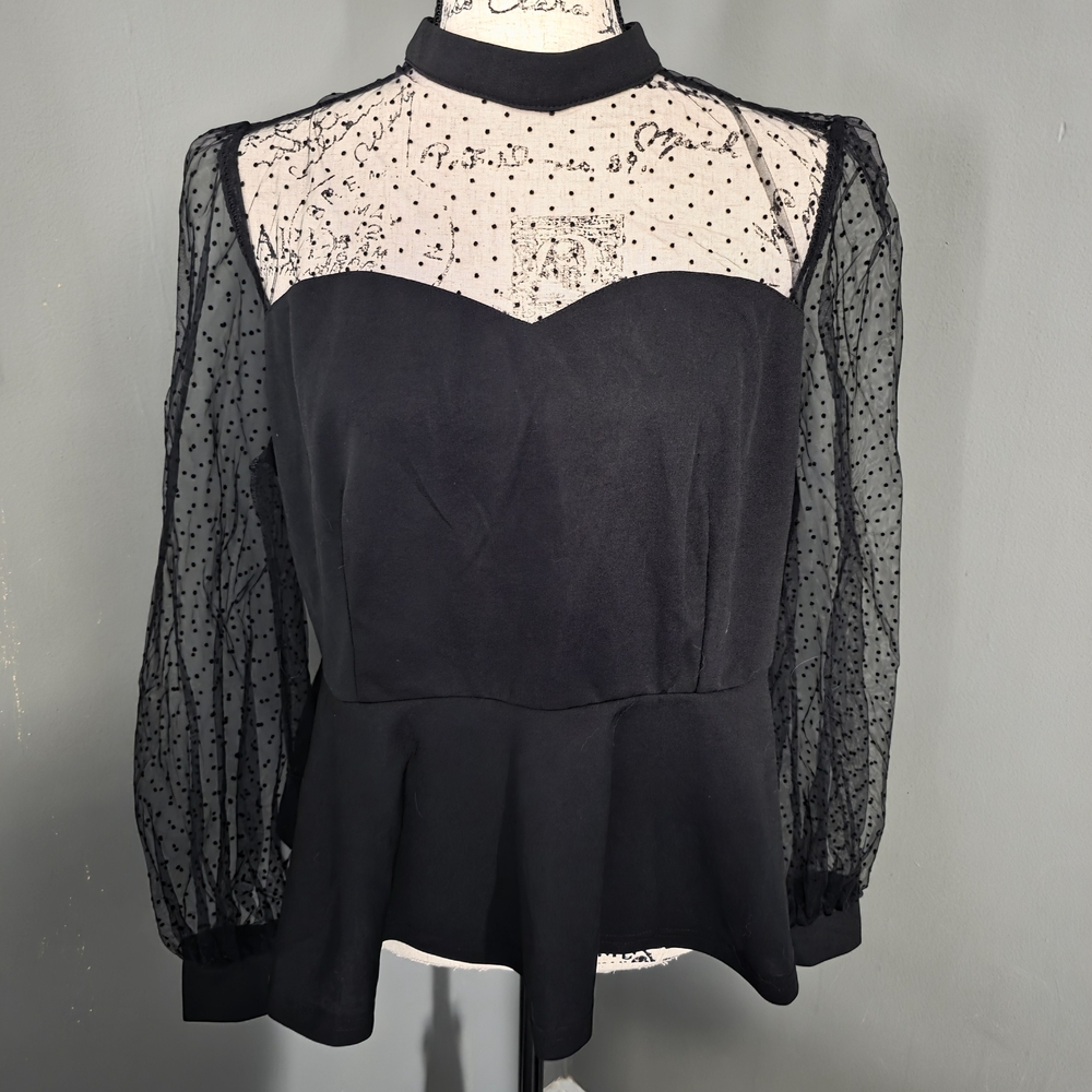 Elegant Black Sheer Sleeve Top